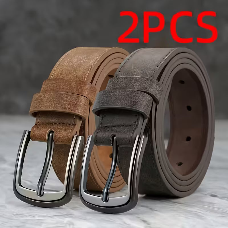 2 Pack Leather Belts for Men